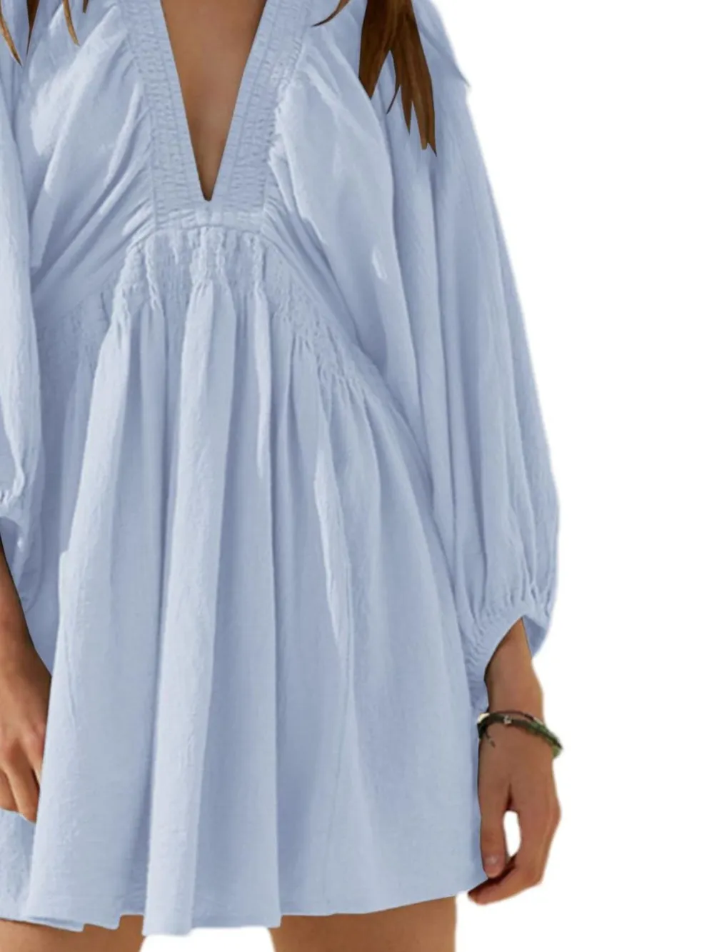Textured V-Neck Mini Dress, image 9