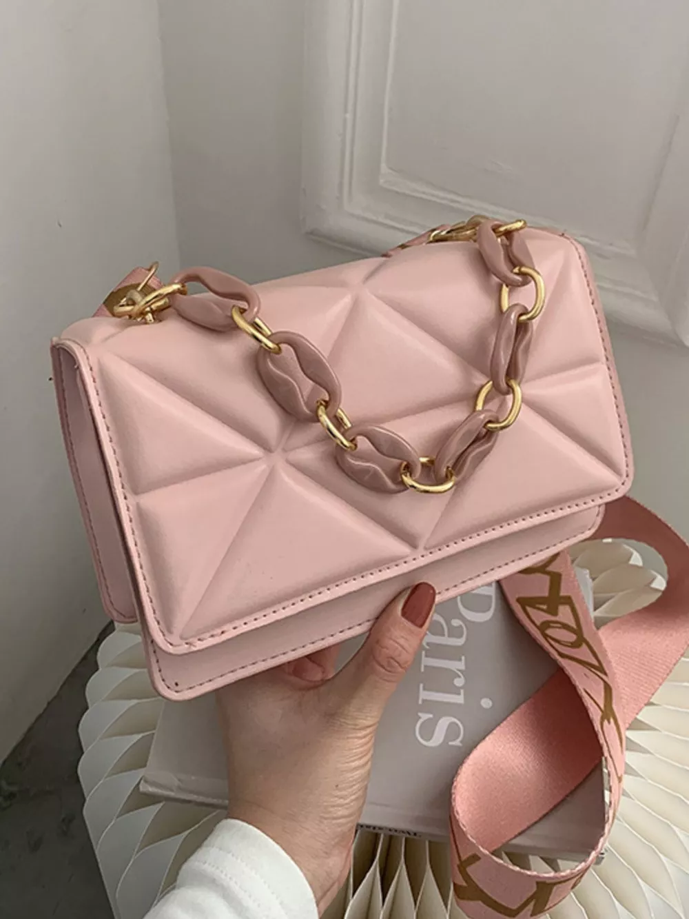 Quilted Adjustable Strap Crossbody Bag, image 14