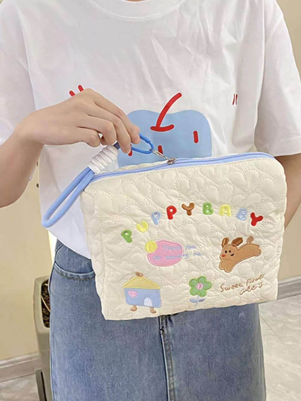 Cartoon Embroidered Quilted Clutch, image 6