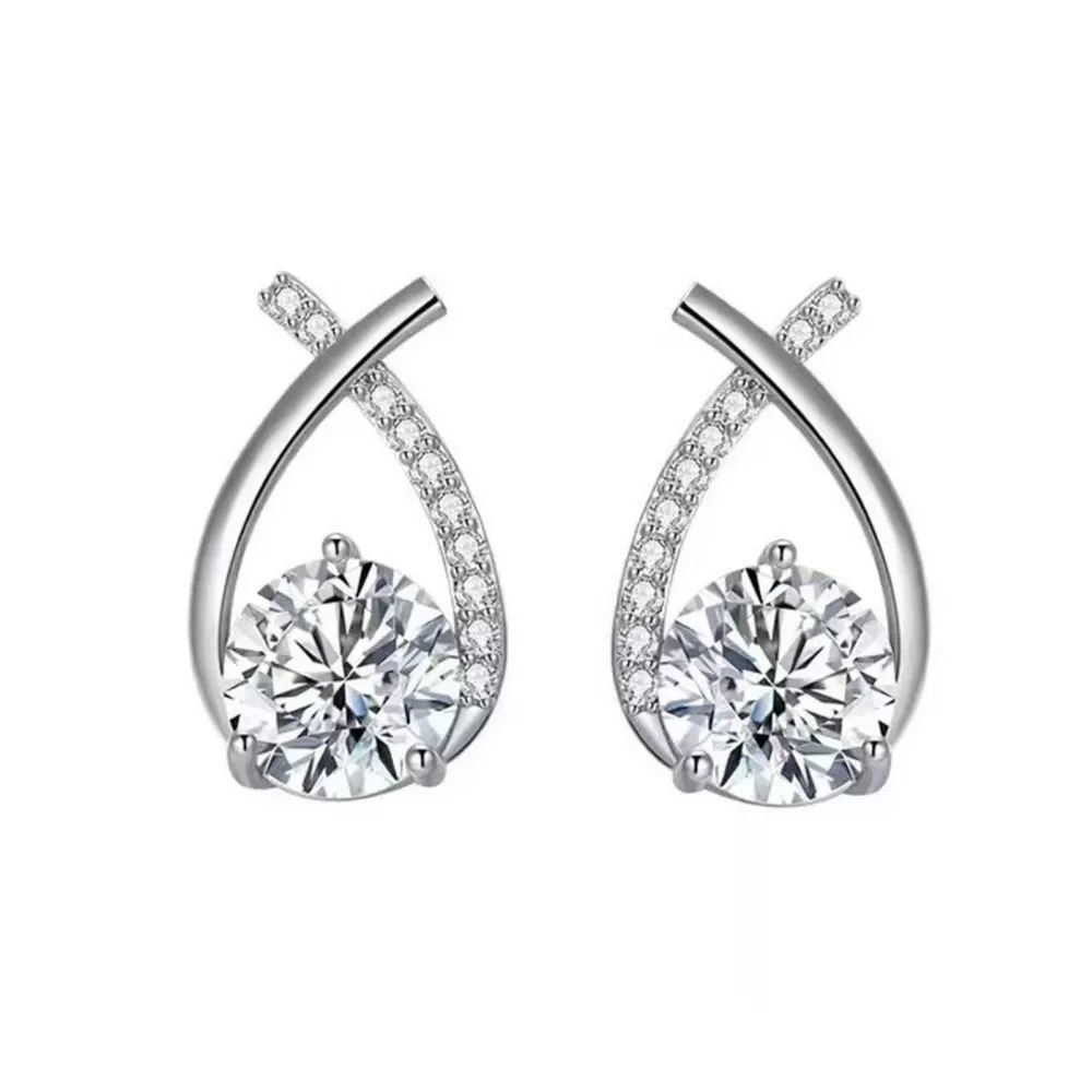 1 Carat 925 Sterling Silver Moissanite Earrings, image 5