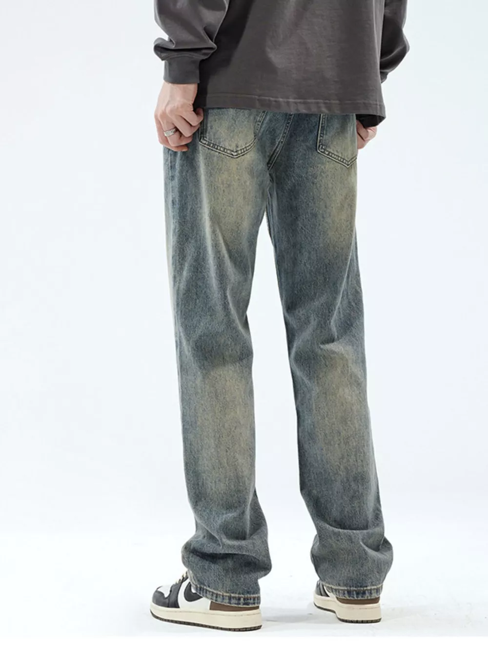 Men's Vintage Wash Loose Fit Jeans, image 6