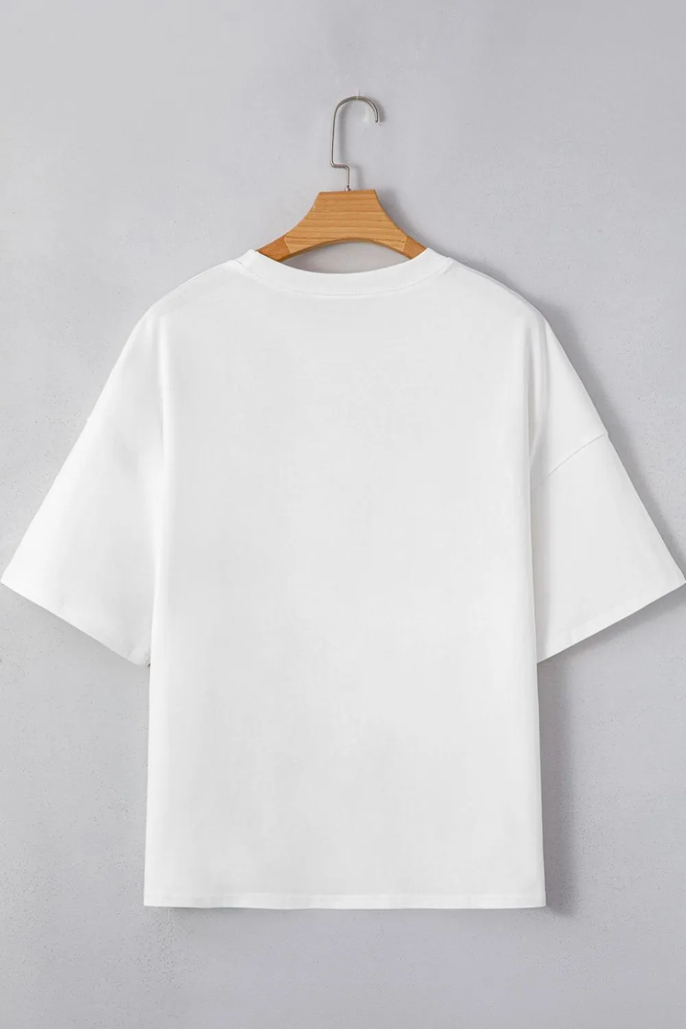 Star Layered Patched Graphic Drop Shoulder Half Sleeve Loose Tee, image 7