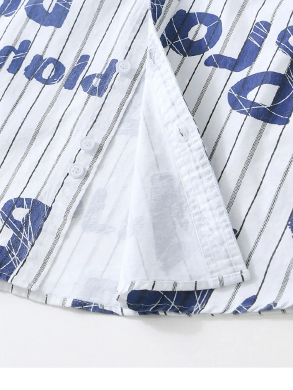Men's Plus Size Letter Print Striped Short Sleeve Casual Shirt, image 6