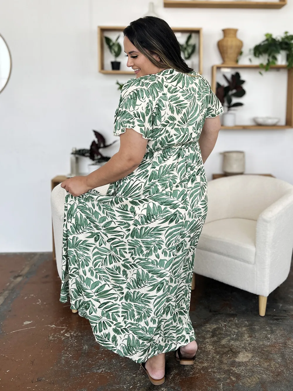 Full Size Printed Drawstring Short Sleeve Dress, image 10