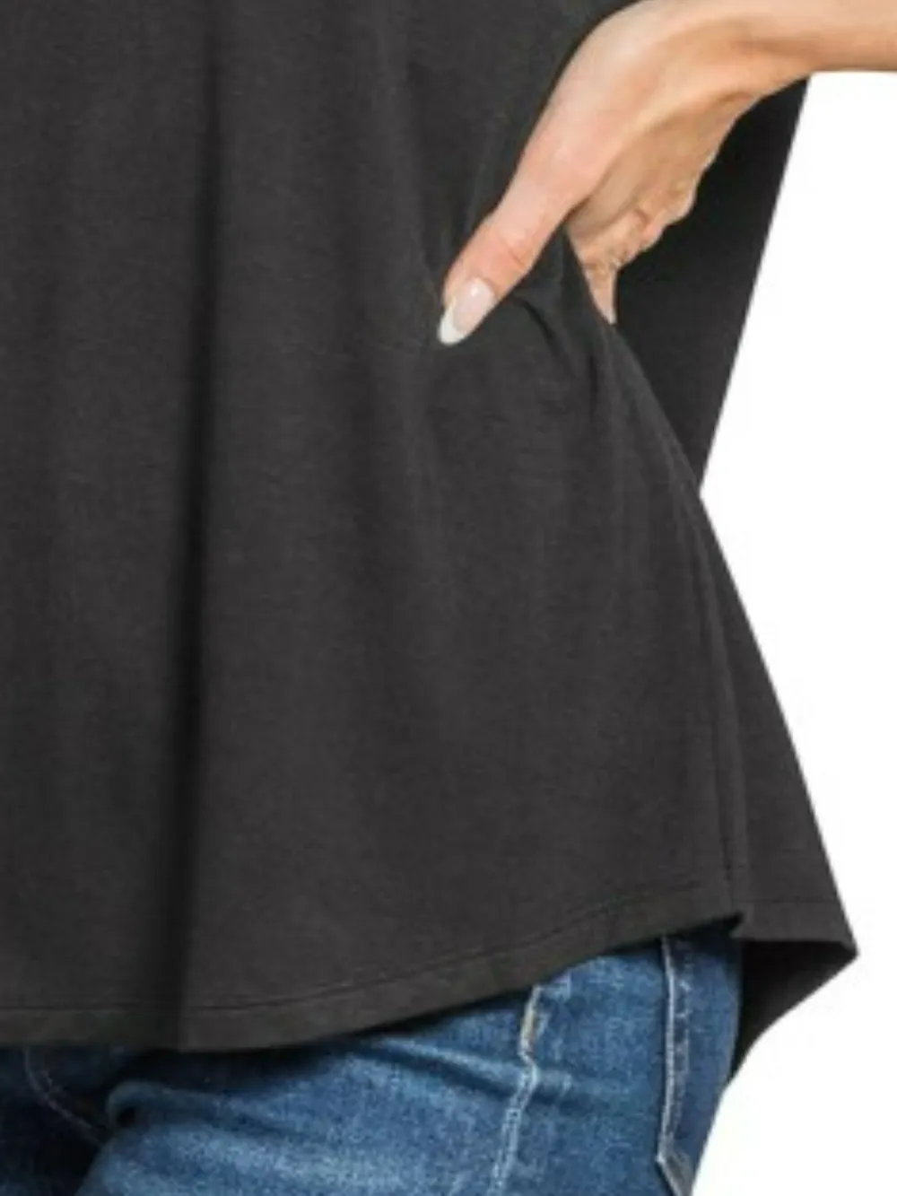 Flowy Round Hem Rayon Short Sleeve T-Shirt, image 3
