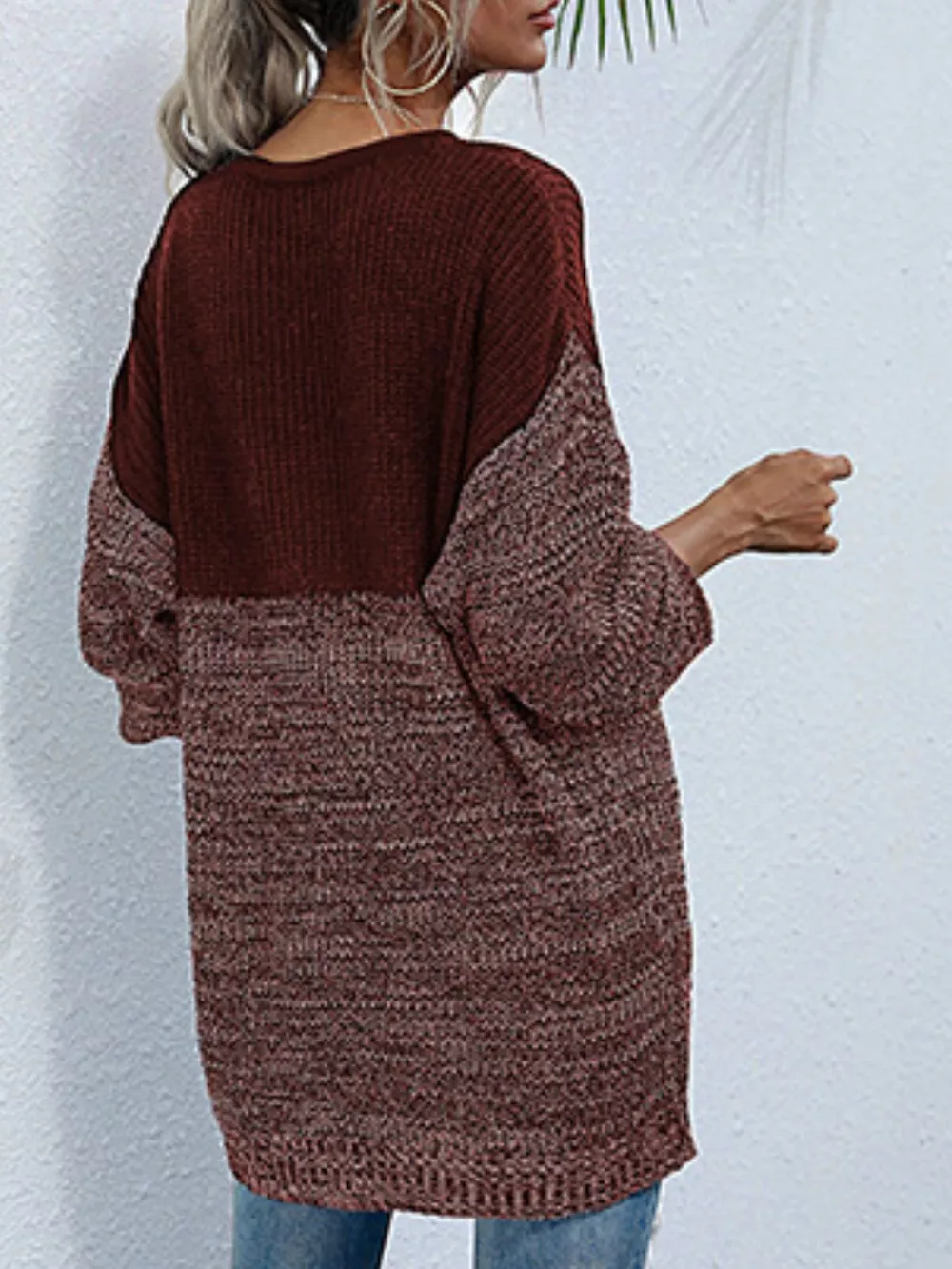 Color Block Long Sleeve Oversized Sweater, image 5