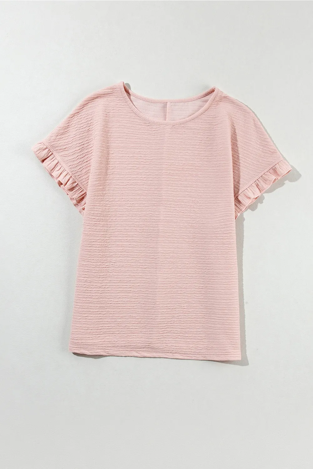 Round Neck Frill Short Sleeve T-Shirt, image 3