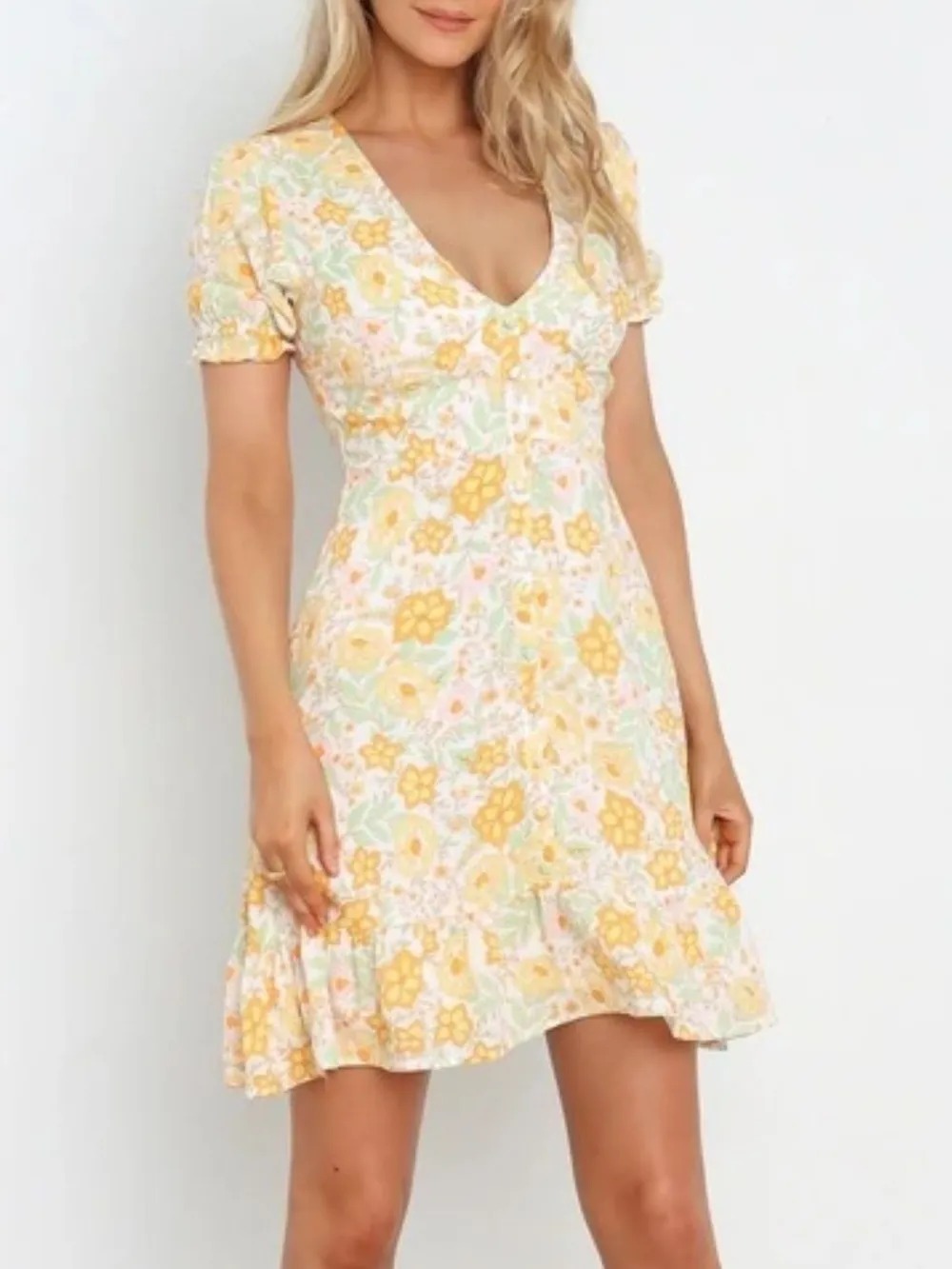 Ruffled Hem Printed Short Sleeve Mini Dress, image 8