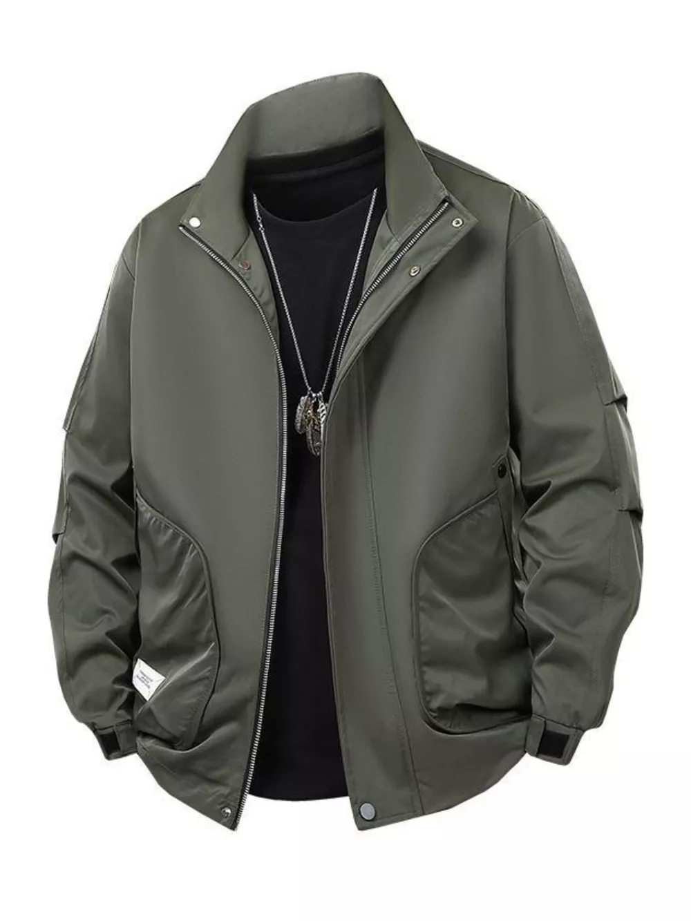 Men's Plus Size Casual Stand Collar Lightweight Bomber Jacket
