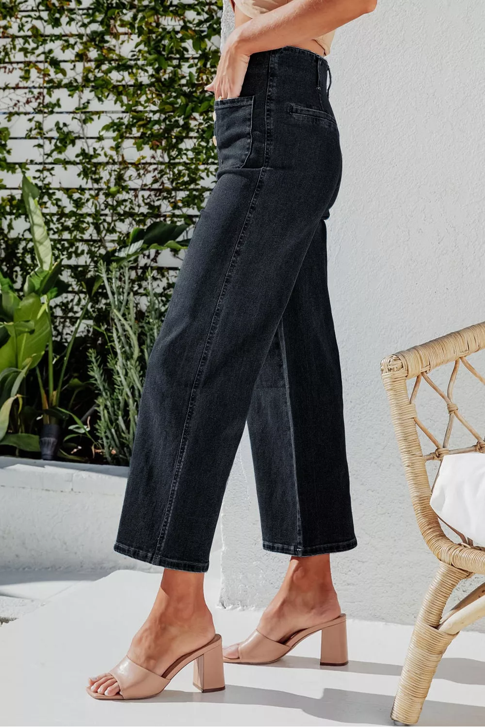 High-Waisted Button-Fly Wide-Leg Jeans, image 7