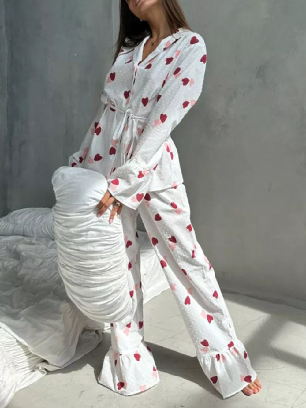 Heart Print Long Sleeve and Pants Lounge Set, image 11