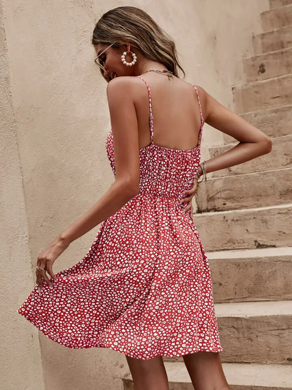 Floral V-Neck Mini Cami Dress, image 2