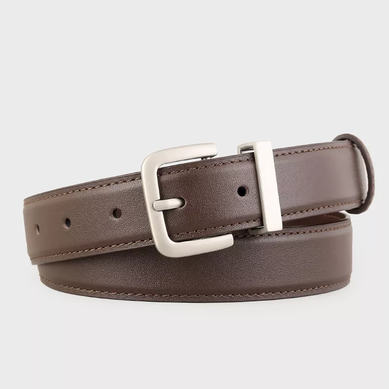 Classic Leather Belt with Silver Buckle, image 4