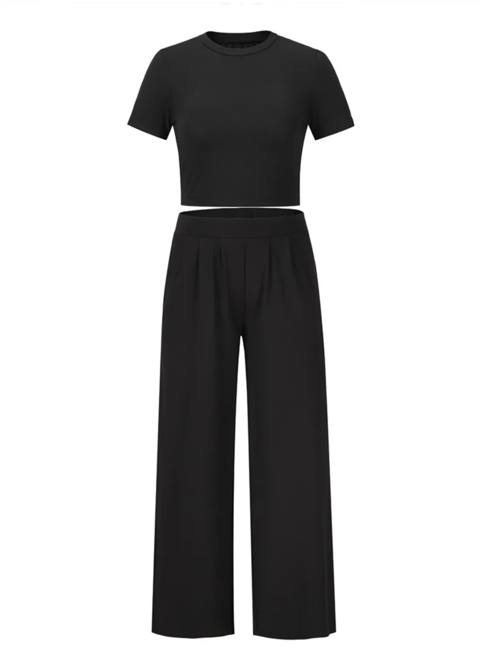 Round Neck Short Sleeve Top and Pocketed Pants Set, image 9