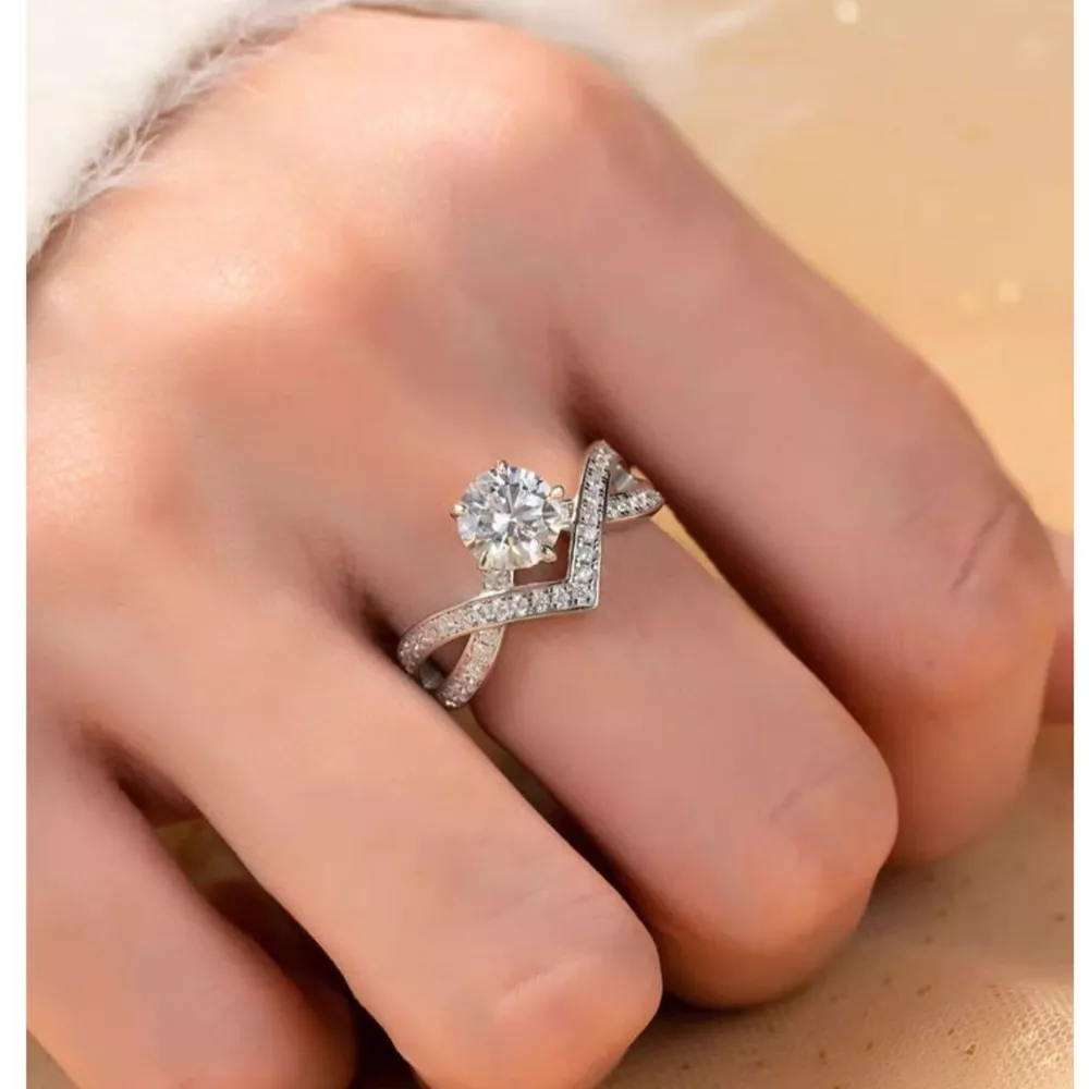 1 Carat Moissanite 925 Sterling Silver Ring, image 3