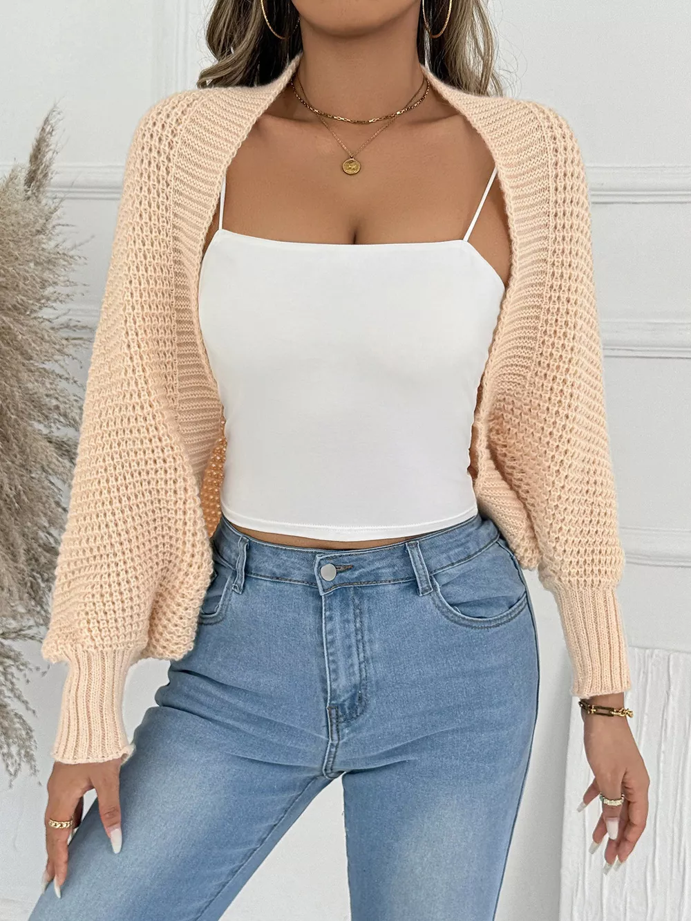 Open Front Batwing Sleeve Cardigan, image 4