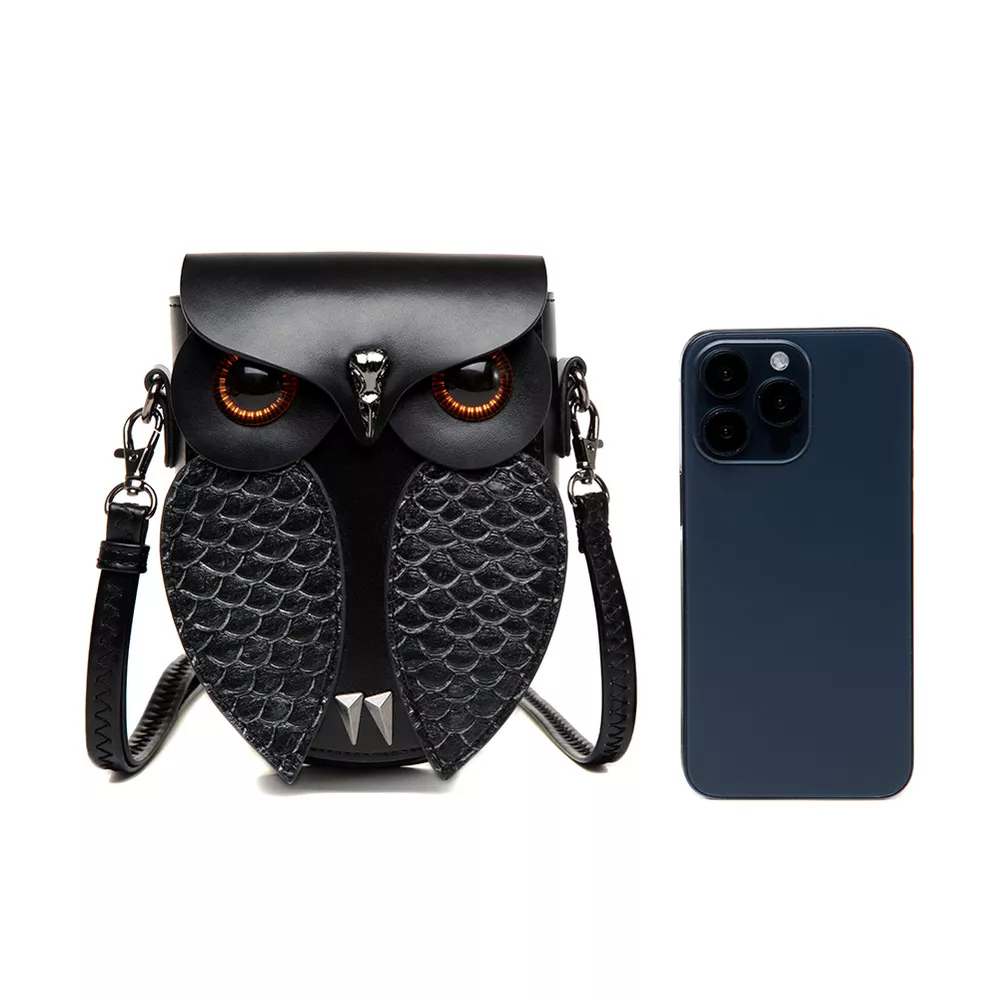 Owl Design Leather Crossbody Bag, image 5