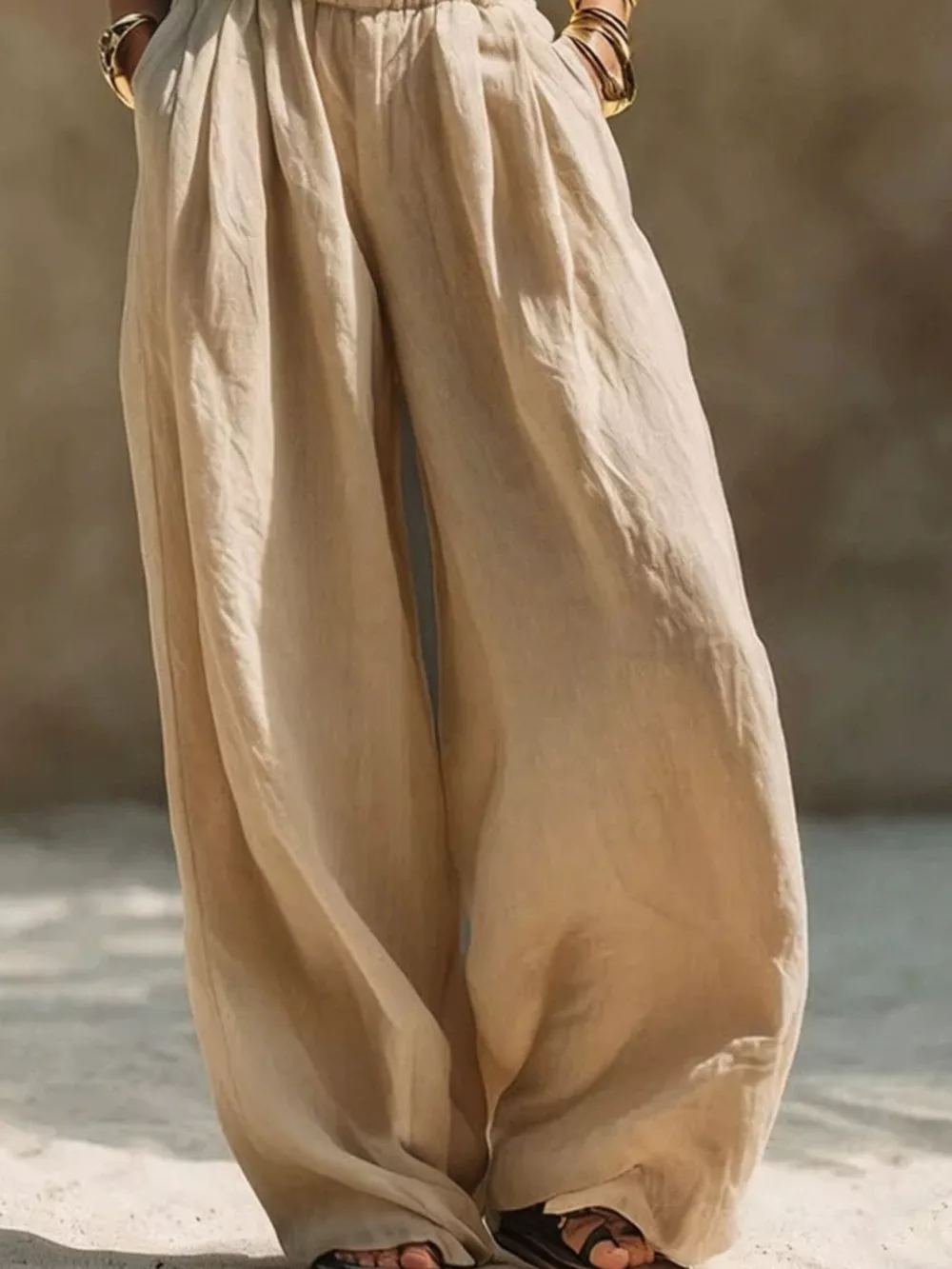 Full Size Elastic Waistband Wide Leg Pants Plus Size, image 12
