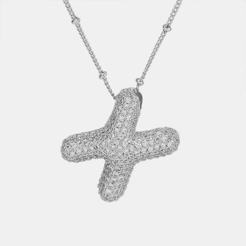 Copper Inlaid Zircon Letter Pendant Necklace, image 13