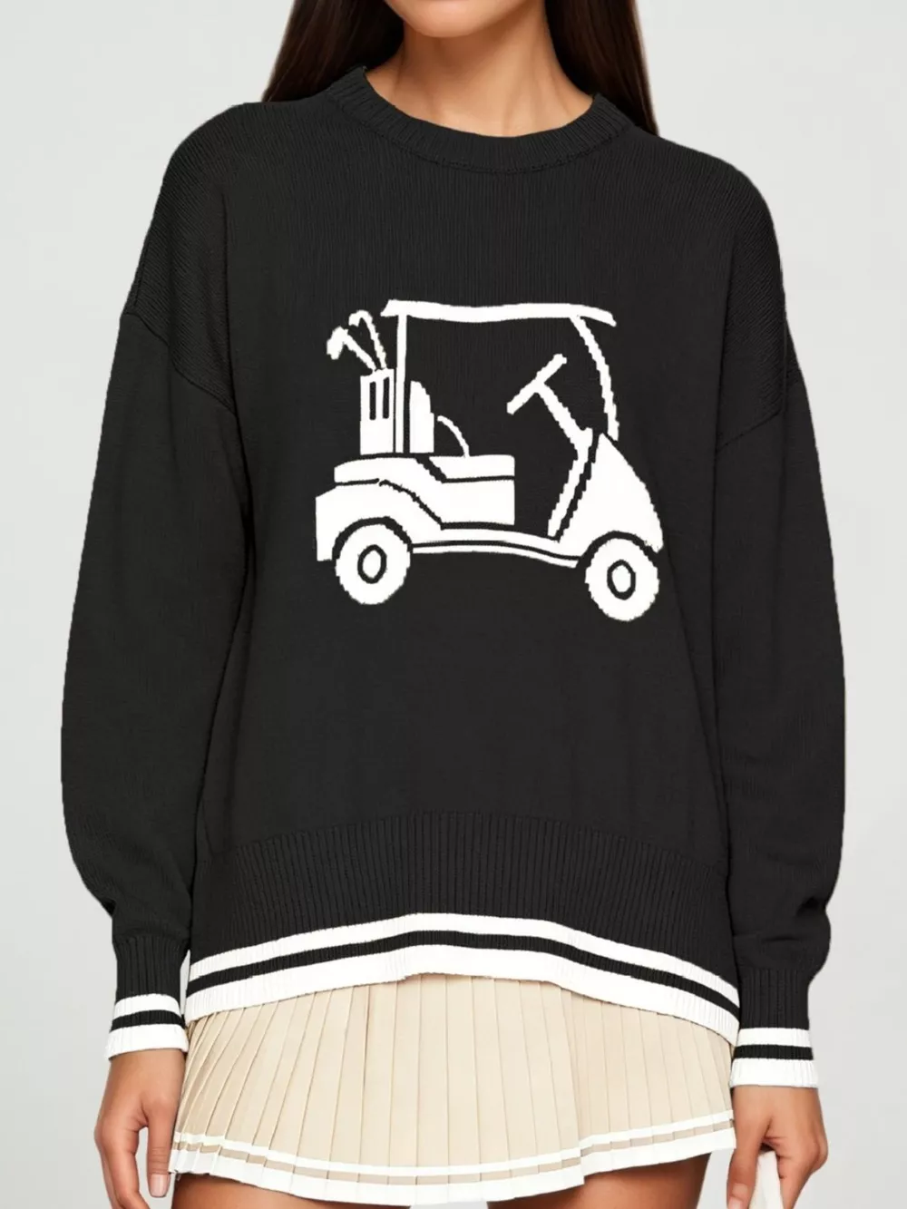 Golf Cart Graphic Dropped Shoulder Sweater, image 3