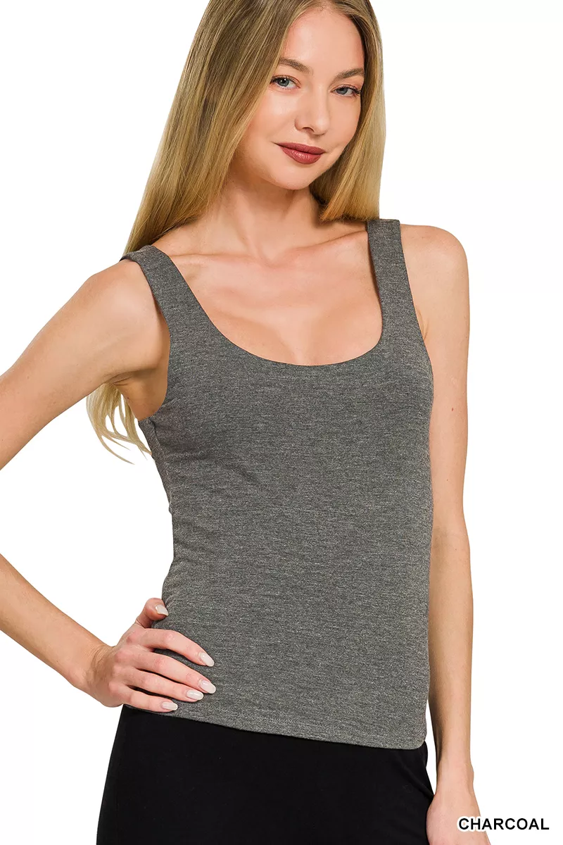 Double Layered Double Scoop Tank Top