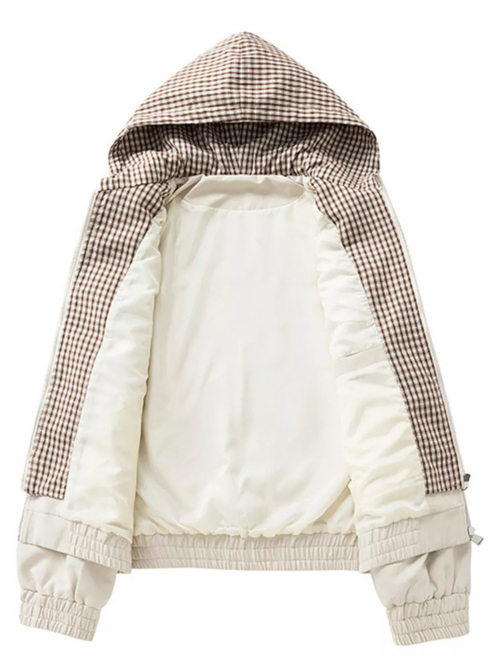 Men's Plus Size Casual Plaid-Lined Hooded Zip-Up Jacket, image 5