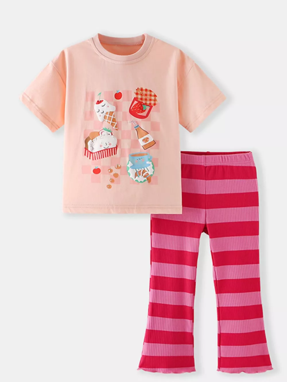 Children's Graphic Tee & Striped Flare Pants Set, image 2
