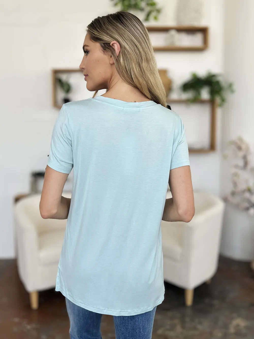Bamboo Full Size Round Neck Short Sleeve T-Shirt Plus Size, image 14