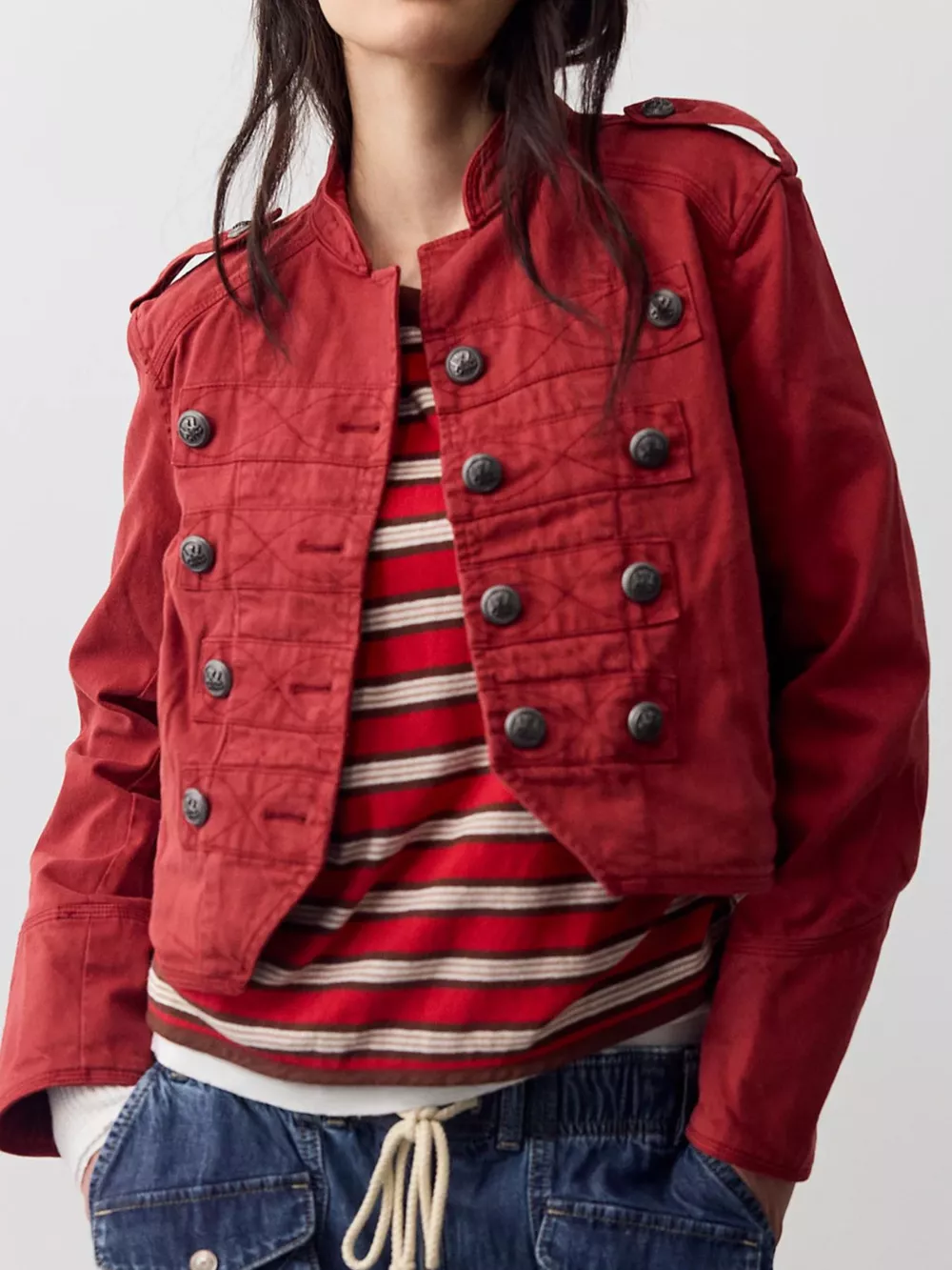 Decorative Button Cropped Jacket, image 2