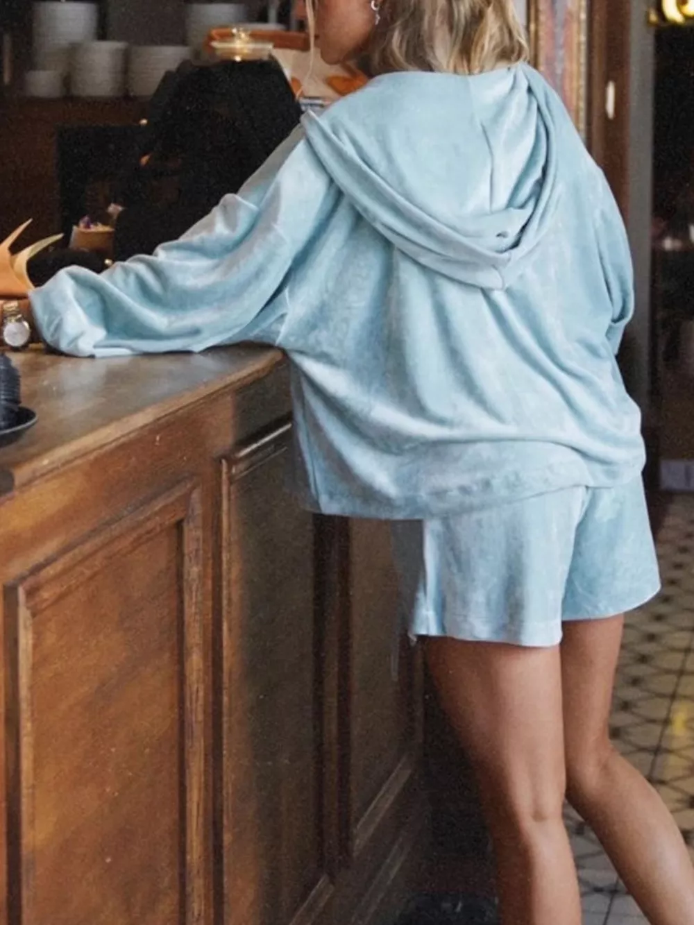 Zip Up Hooded Outerwear and Shorts Set, image 4
