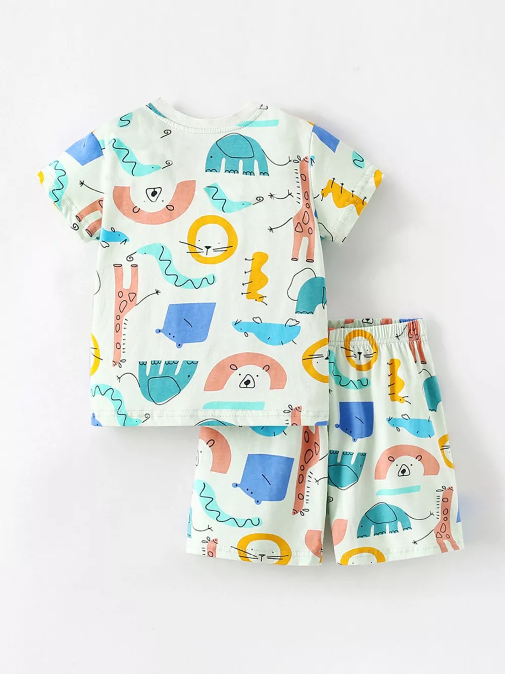 Children's Cartoon Animal Print Tee and Shorts Pajama Set, image 5