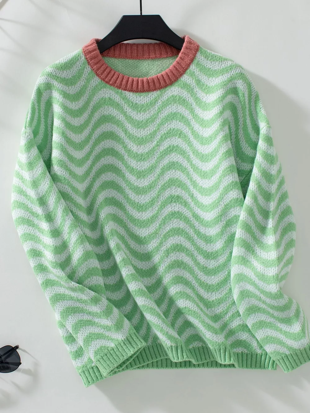 Wavy Striped Round Neck Sweater, image 6