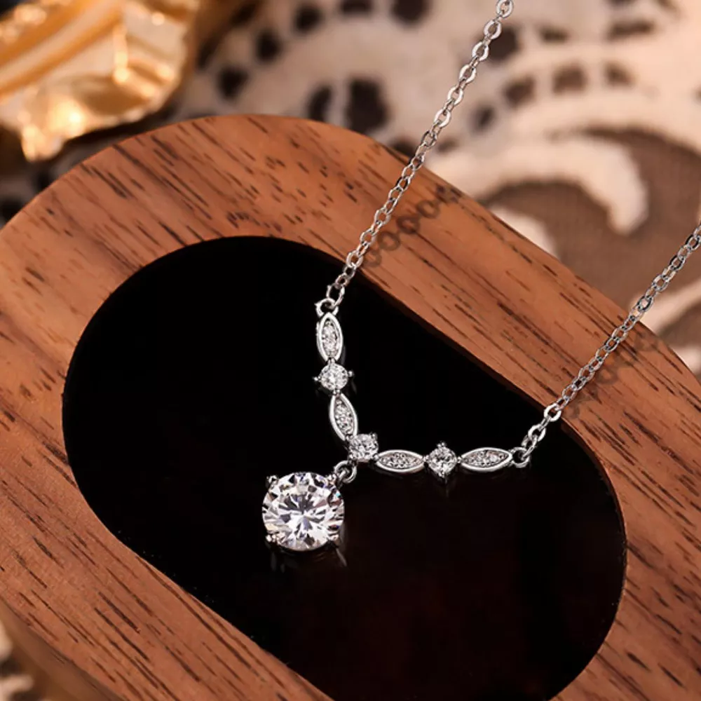 925 Sterling Silver Zircon Pendant Necklace, image 8