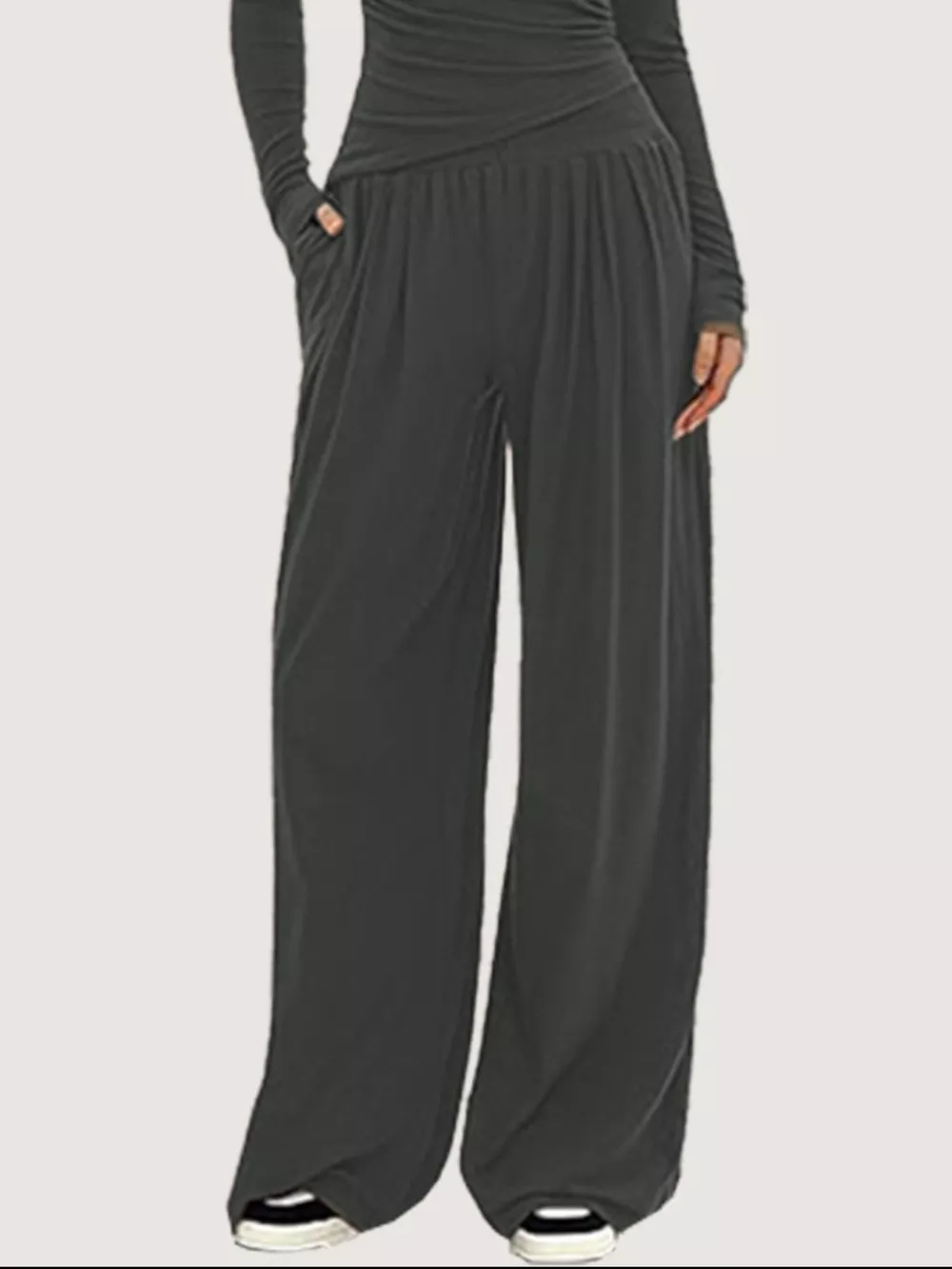 Casual Long Sleeve Top and Wide Leg Pants Set, image 2