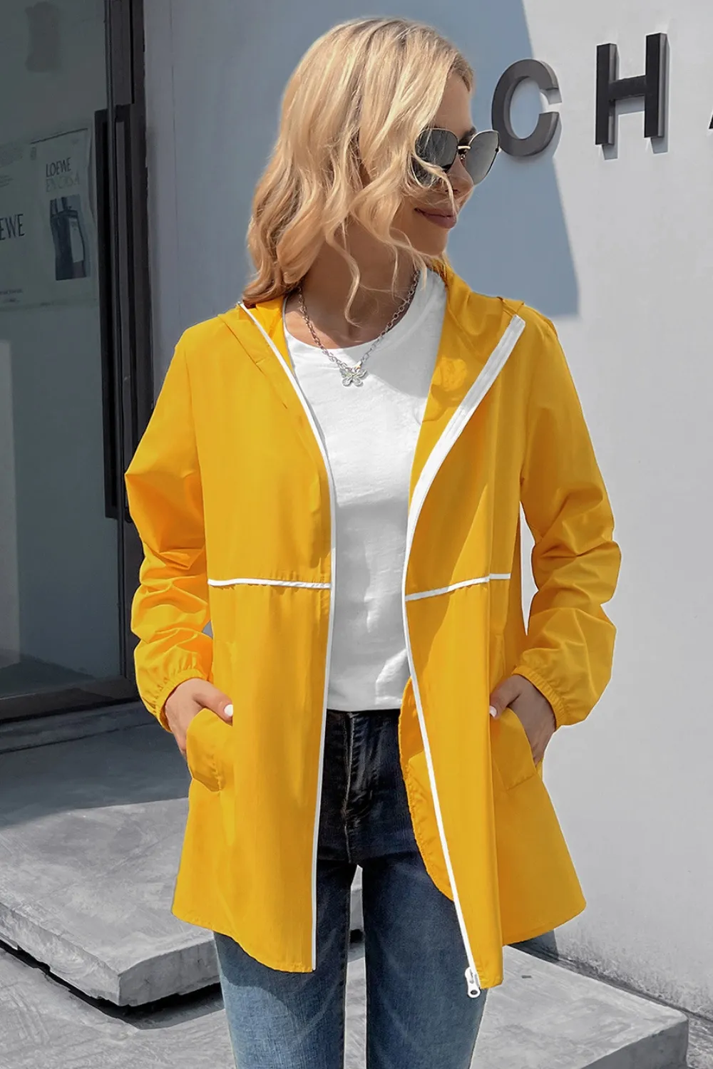 Zip Up Long Sleeve Hooded Watertight Jacket, image 5