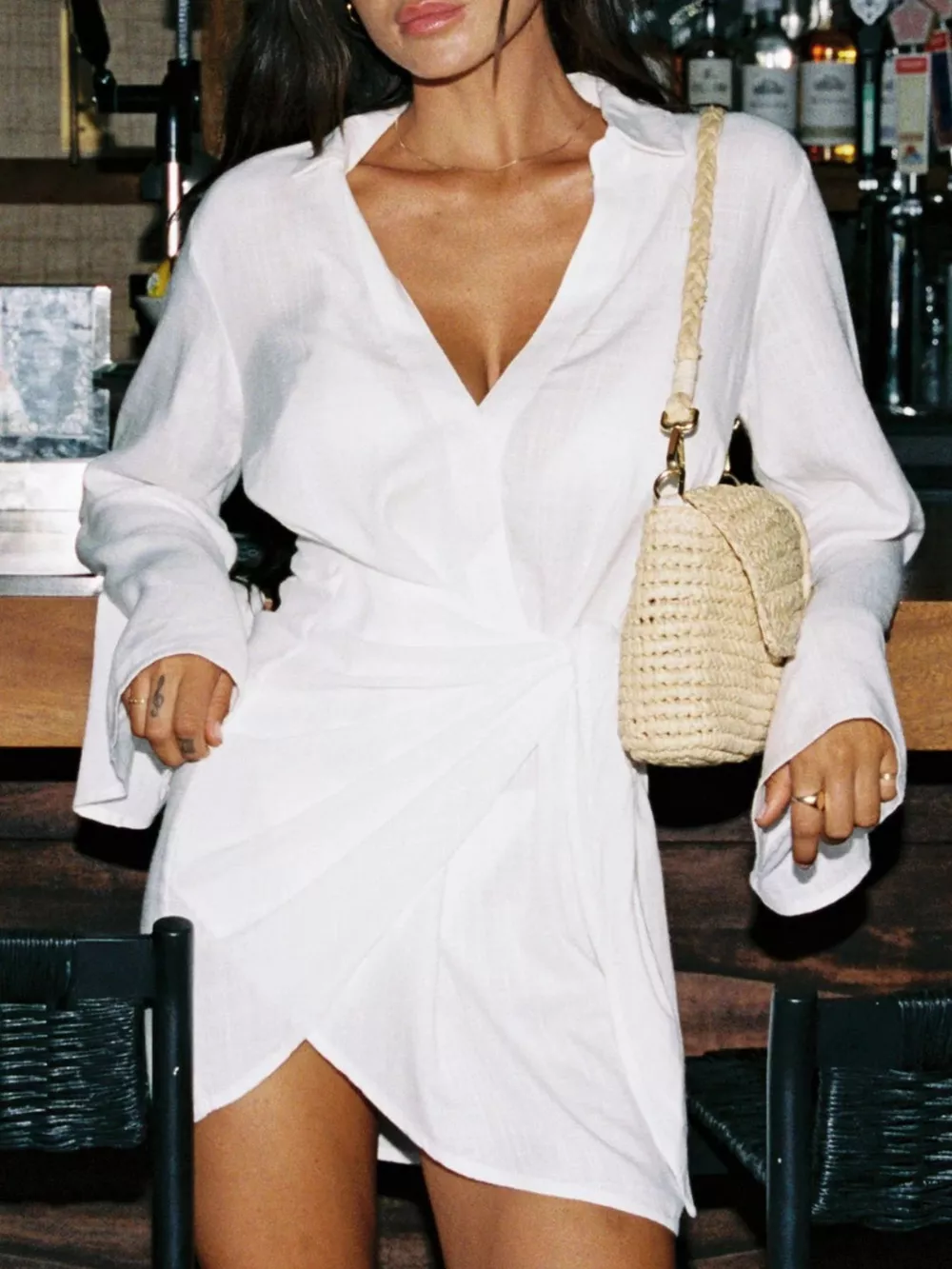 Tied Long Sleeve Cover Up Dress, image 3
