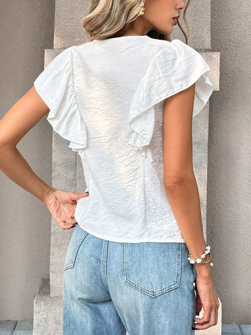 Ruffled V-Neck Blouse, image 4
