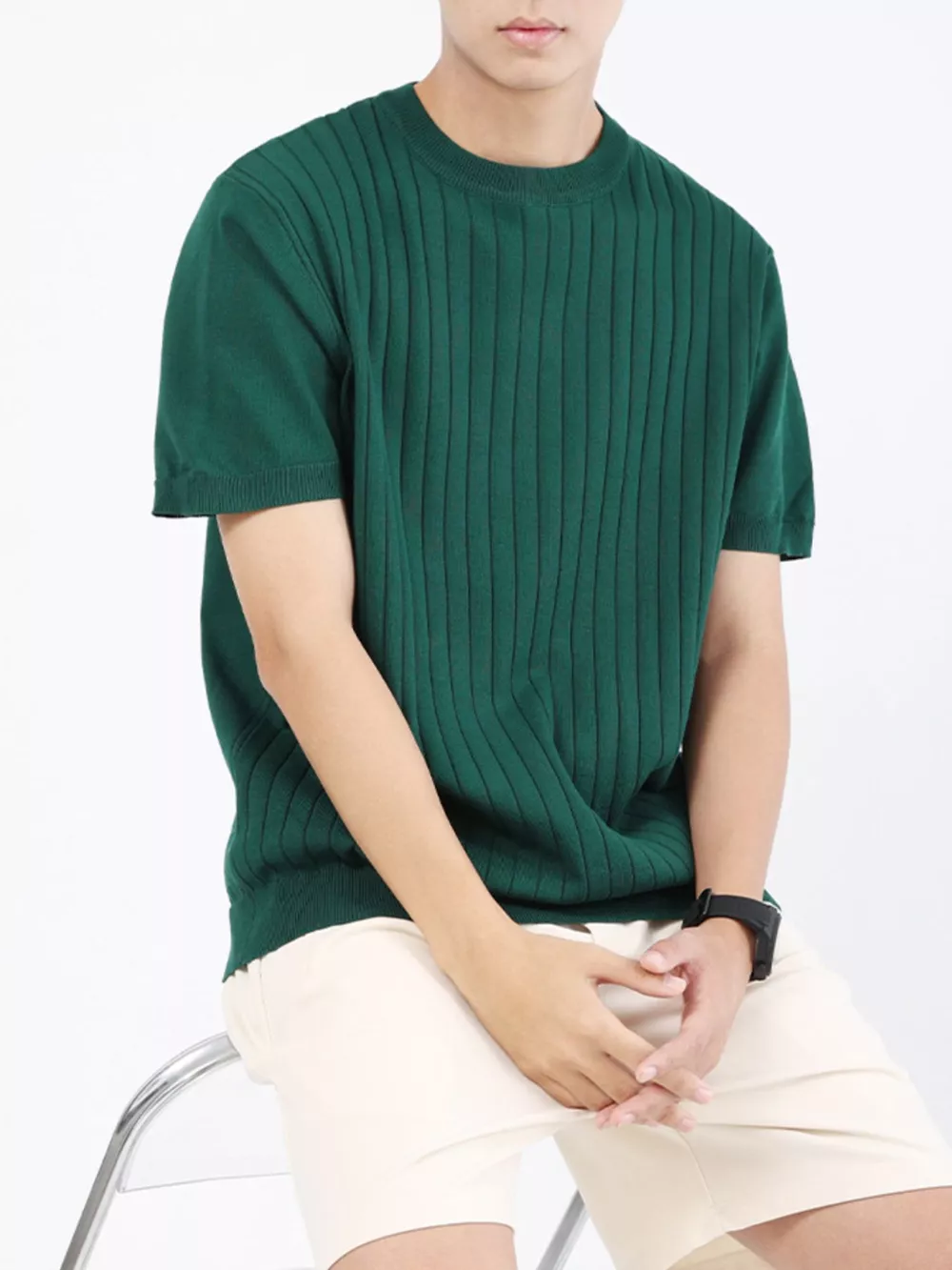 Men's Plus Size Ribbed Knit Slim Fit T-Shirt, image 8