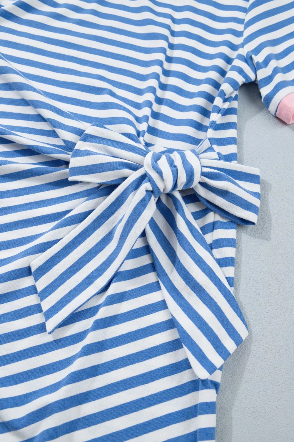 Stripe Nautical Tie Contrast Trim Round Neck T Shirt Mini Dress, image 7