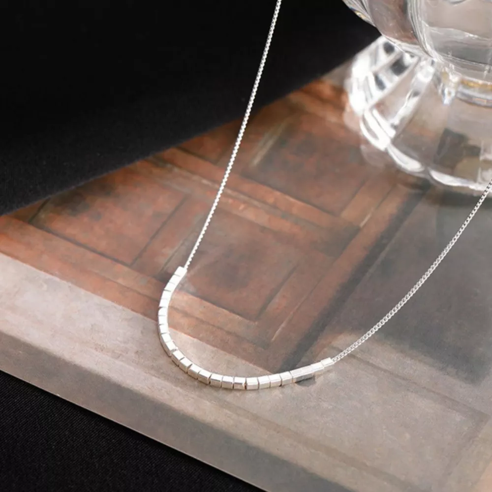 925 Sterling Silver Cube Necklace, image 4