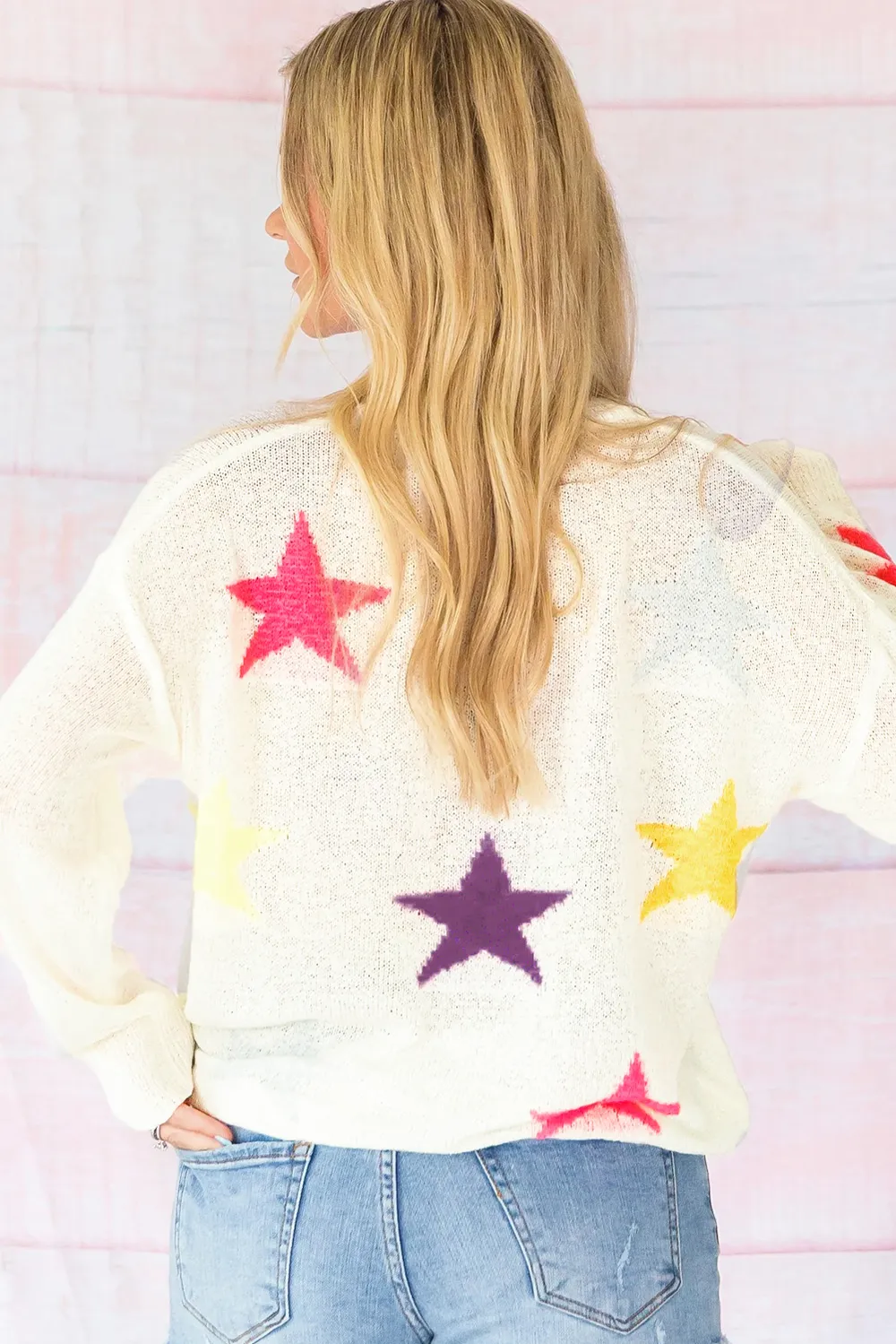 Contrast Star Round Neck Sweater, image 3