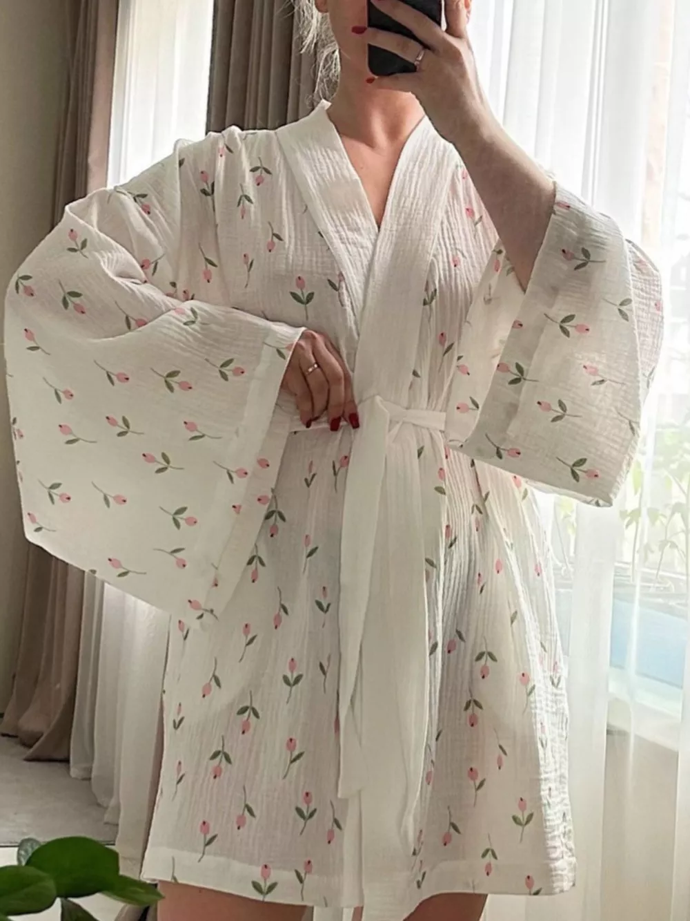 Floral Print Lightweight Lounge Nightgown, image 3