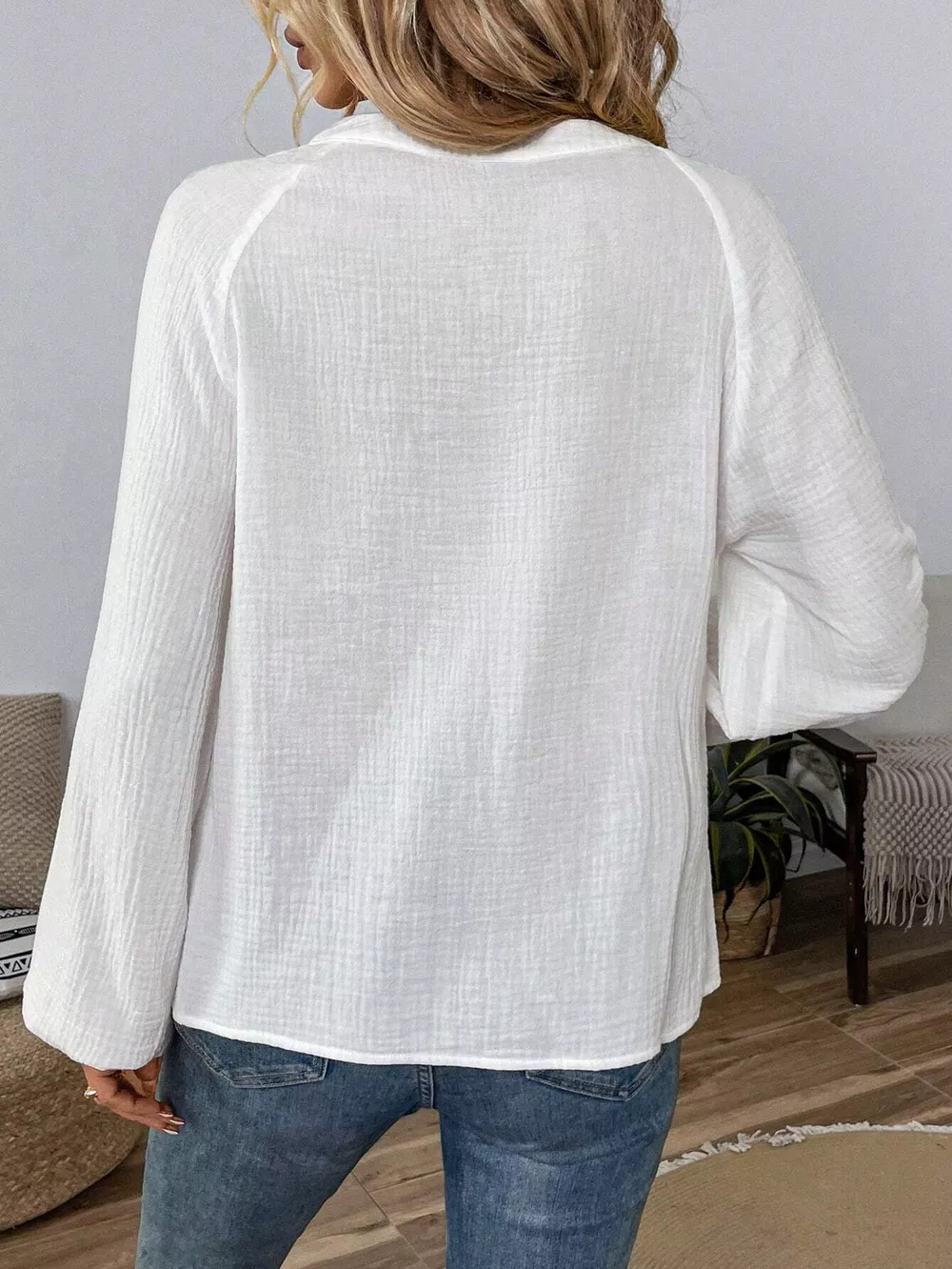 Paisley Notched Balloon Sleeve Blouse, image 6