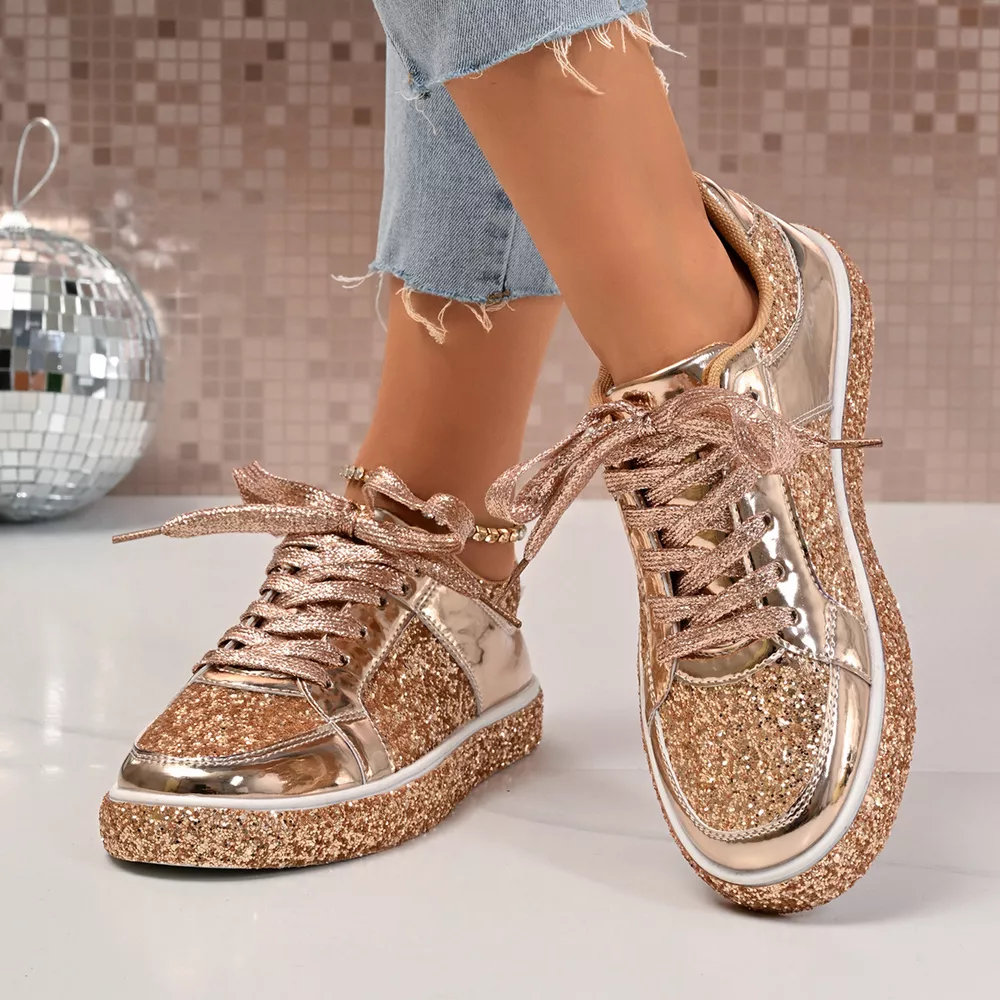 Sequin Lace Up Sneakers, image 6