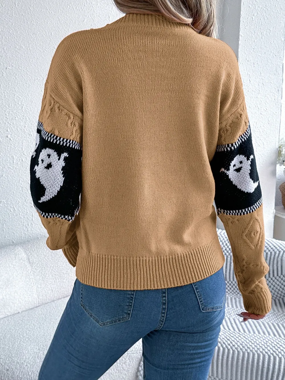 Ghost Round Neck Long Sleeve Sweater, image 14