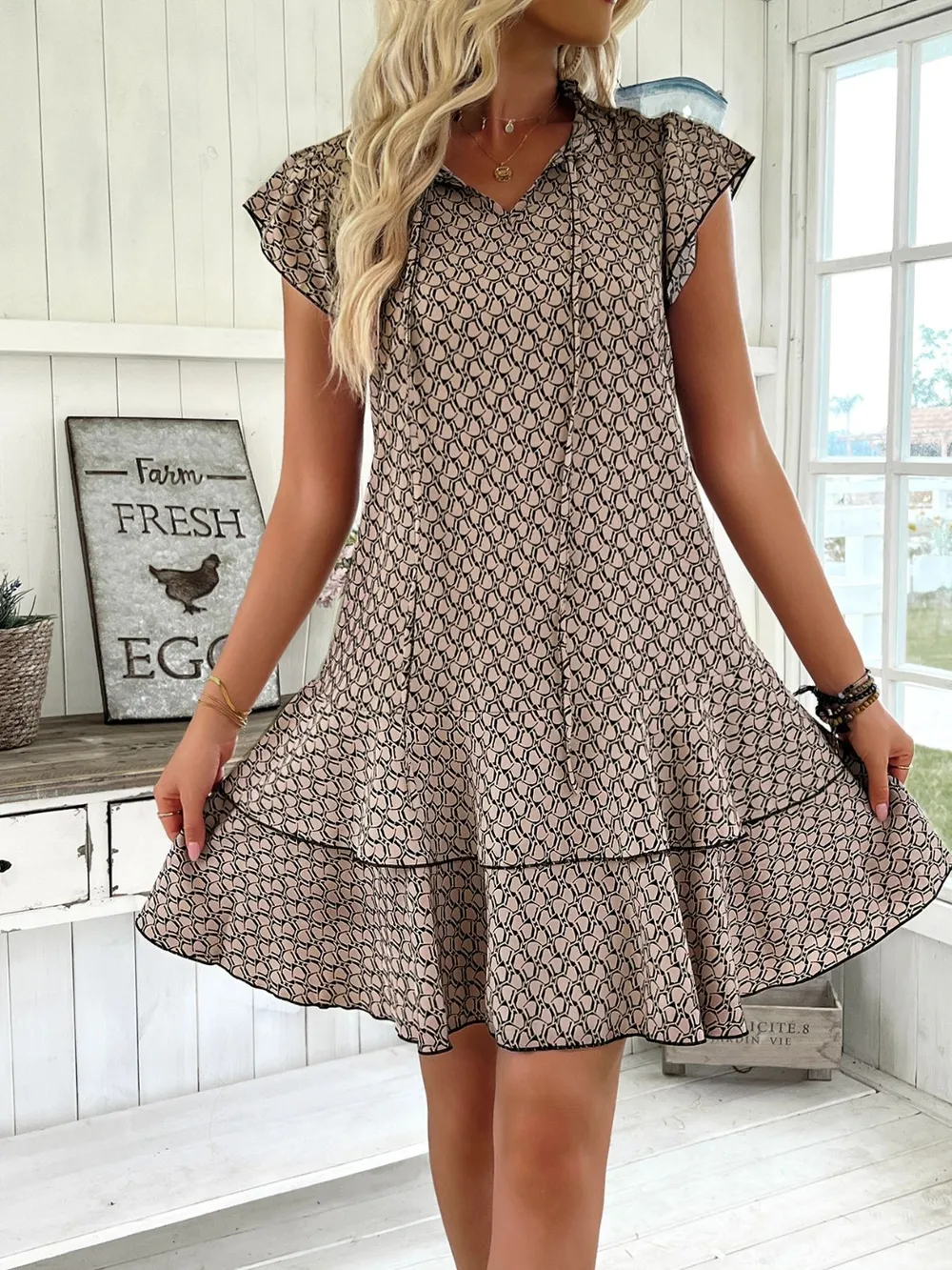 Full Size Ruffled Layered Printed Mini Dress Plus Size, image 13