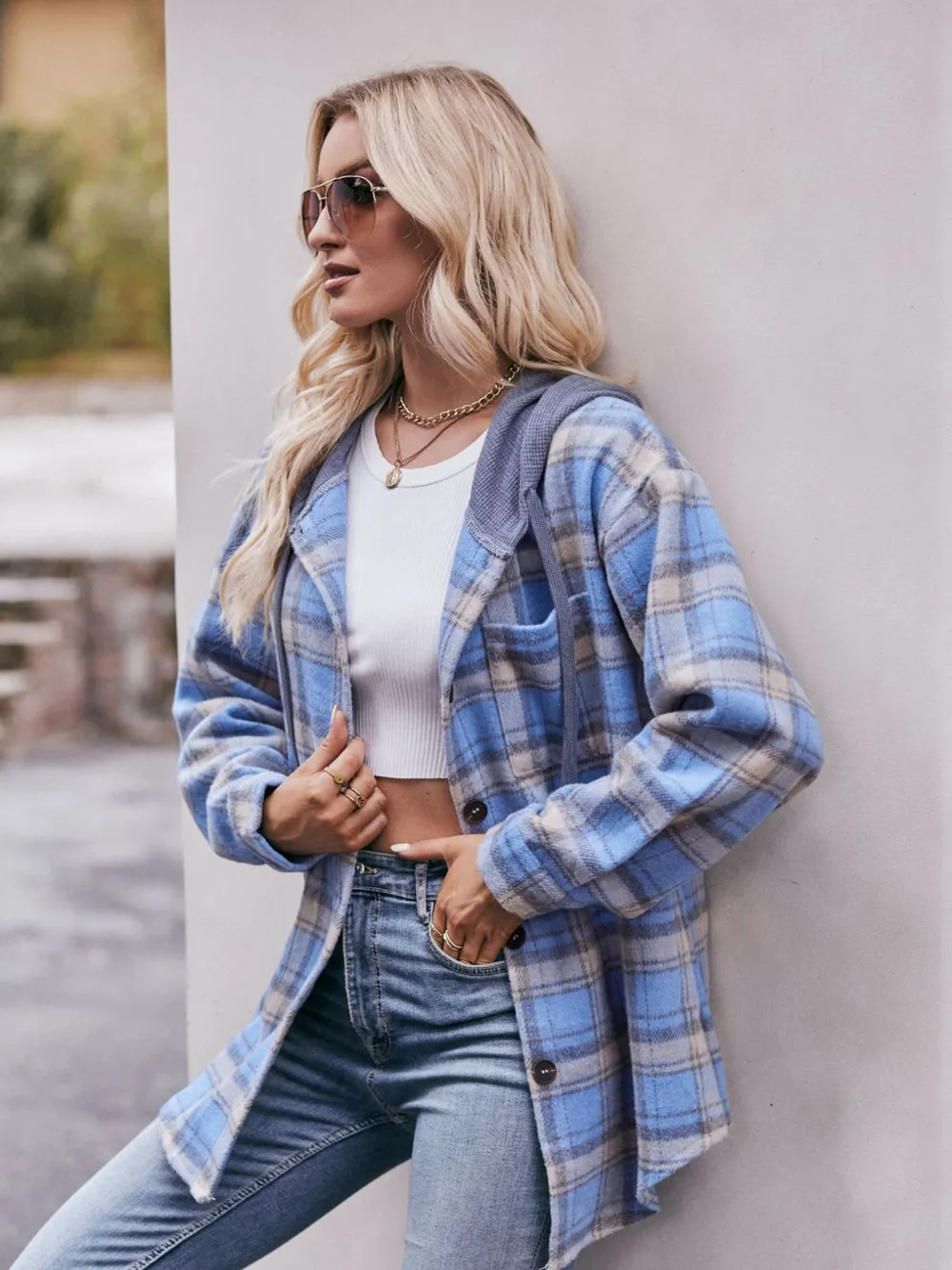 Oversized Plaid Button Up Shacket, image 17