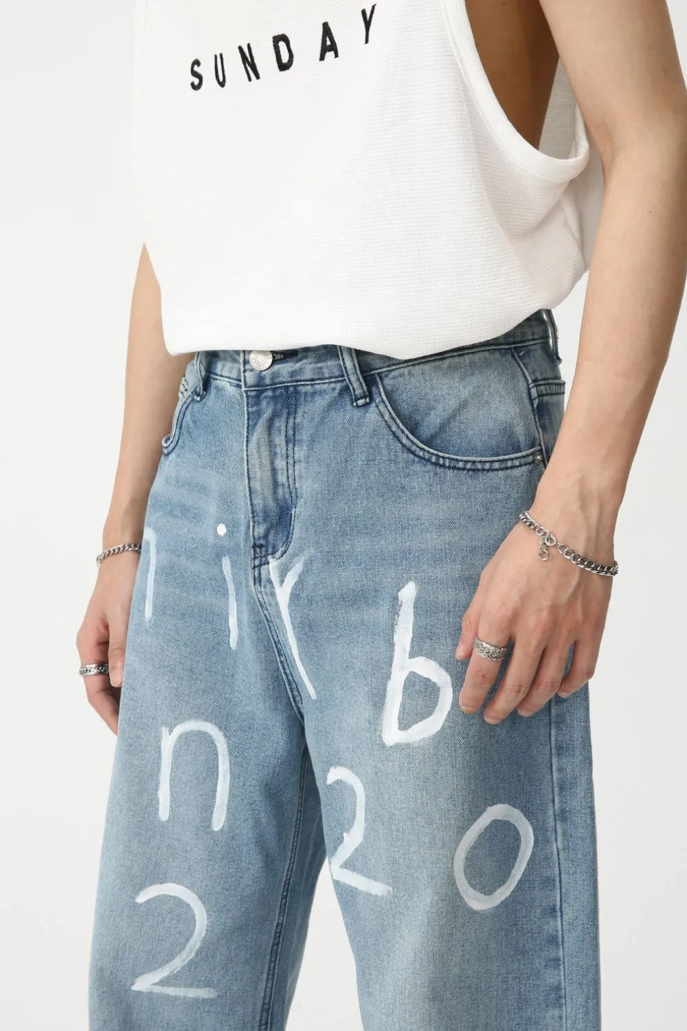 Men's Graffiti Wide Leg Jeans, image 4