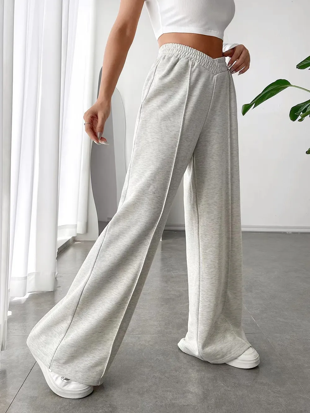 Elastic Waist Wide Leg Pants, image 14