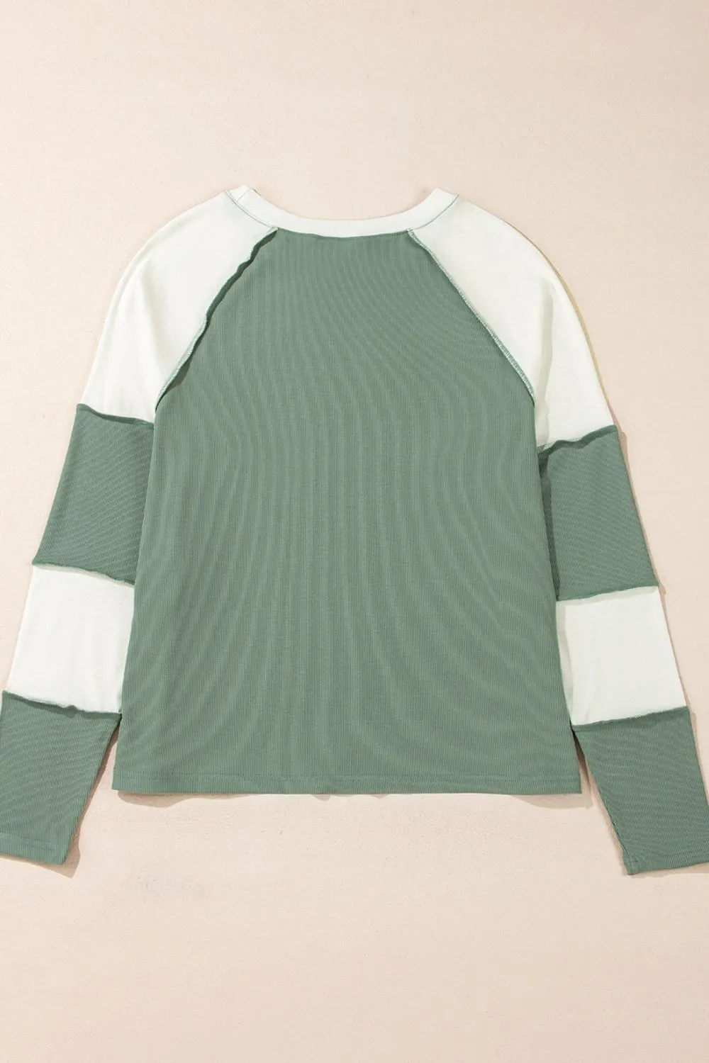 Color Block Round Neck Raglan Sleeve Top, image 10